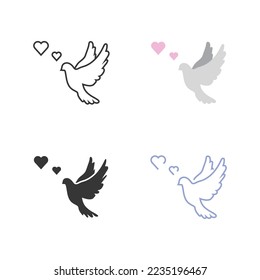dove love vector icon wedding and peace sign