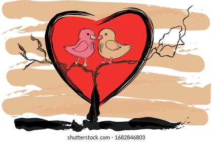 dove lovebird birds heart drawing vector love