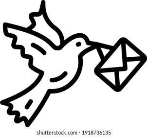 Dove with mail Concept, Airmail Vector Icon Design, postal service symbol on white background, physically transporting postcards and parcels Sign, Courier and Shipping Services Stock illustration