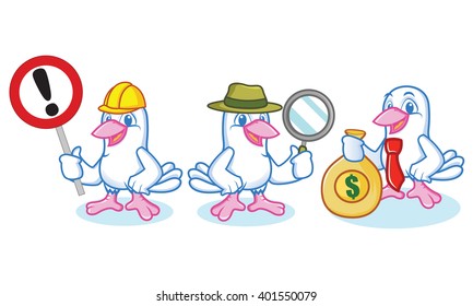 Dove Mascot Vector with sign, detective and business