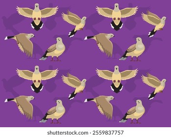 Dove Mourning Bird Flying Cartoon Character Seamless Wallpaper Background