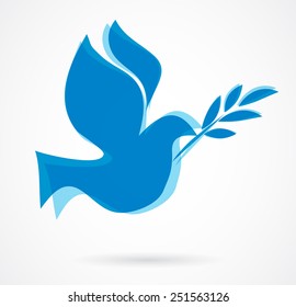 dove with the olive bench. vector illustration