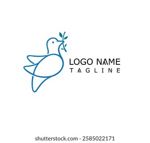 Dove with olive branch. Concept of peace 