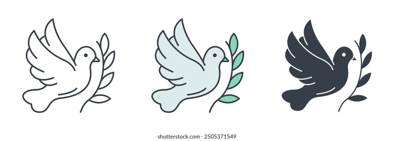 Dove with Olive Branch icon symbol vector illustration isolated on white background