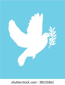 Dove with olive branch silhouette - peace symbol