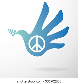 Dove and olive branch, symbol of peace.