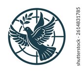 Dove with Olive Branch: Symbol of World Peace World Peace – A dove with an olive branch inside a circle