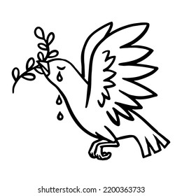 Tauchen Sie ein Olivenöl-Friedensprojekt ein. Handgezeichnete Vektorgrafik.