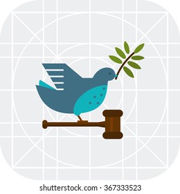 Dove with olive twig and gavel