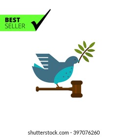 Dove with olive twig and gavel
