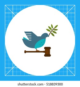 Dove with olive twig and gavel