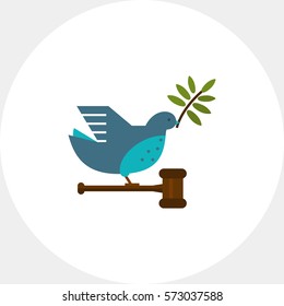 Dove with olive twig and gavel