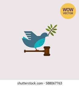 Dove with olive twig and gavel