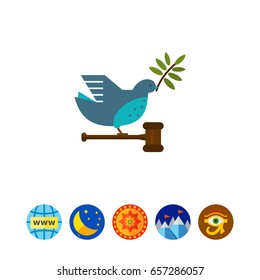 Dove with olive twig and gavel