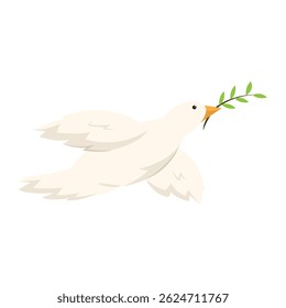 Paloma con aceituna. Ilustración vectorial