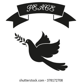 Dove on white background, vector