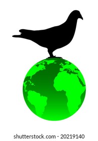 dove on world globe