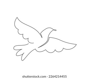 Dove One line drawing on white background