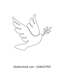 Dove one line. Peace symbol vector illustration.

