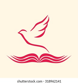 Dove And Open Bible Icon