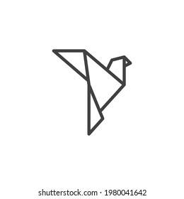 Dove origami line icon. linear style sign for mobile concept and web design. Paper dove bird outline vector icon. Symbol, logo illustration. Vector graphics