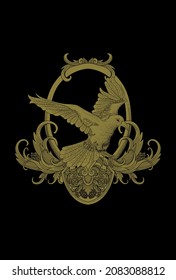 Dove and ornament artwork illustration