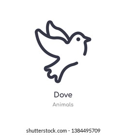 dove outline icon. isolated line vector illustration from animals collection. editable thin stroke dove icon on white background