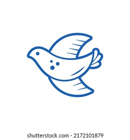 Dove outline icon. Rosh hashanah line vector design element. Collection of monochrome symbols for jewish new year