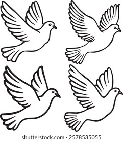 Dove Outline Icon  Vector Design
