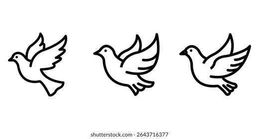dove outline or line icon design bundle.