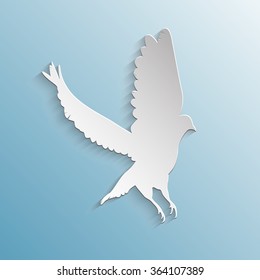 the dove of paper with shadow on blue background vector