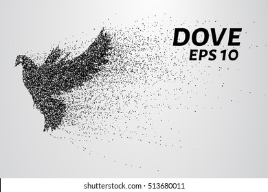 The dove of the particles. Dove consists of small circles and dots. Vector illustration