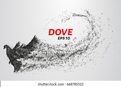 The dove of the particles. Dove consists of small circles and dots. Vector illustration.