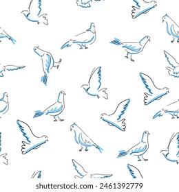 dove pattern used for fabric, illustration line background