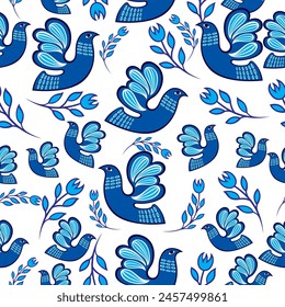 Dove of Peace bird boho naive funky handdrawn style art