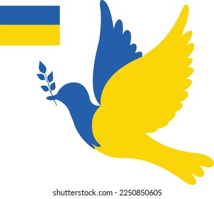 Dove peace bird in ukraine flag