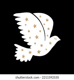 Dove Peace celestial volk bird boho naive funky handgezeichnet Art
