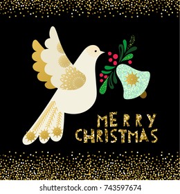 Dove of peace.  Christmas invitation card 