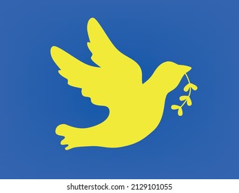 The dove of peace in the colors of the flag of Ukraine. Ending the Conflict in Ukraine. The truce in Ukraine.