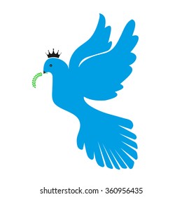 dove of peace with the crown, twig, logo