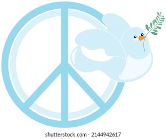 Dove of peace. Easter dove with olive branch. Peace symbol icon