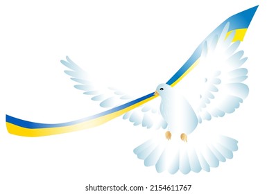 Dove of Peace with Flag of Ukraine. The concept of peace in Ukraine