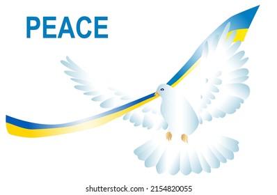 Dove of Peace with Flag of Ukraine. The concept of peace in Ukraine