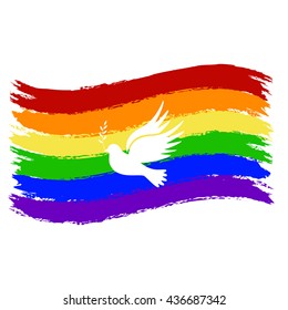 Dove of peace. Gay vector flag or LGBT. 