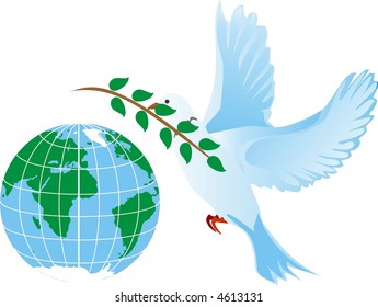 Dove of peace with green branch