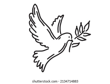 Dove of peace hand drawn illustration.