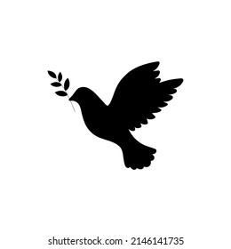 Dove of peace icon. Flying bird. Peace concept. black on white