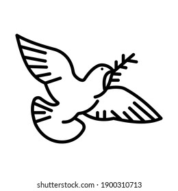 Dove of peace icon isolated on white background