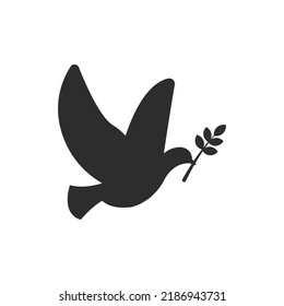 Dove of Peace icon. Monochrome black and white symbol. Vector illustration