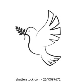 Dove of peace icon in outline style. Christianity symbol. Vector illustration